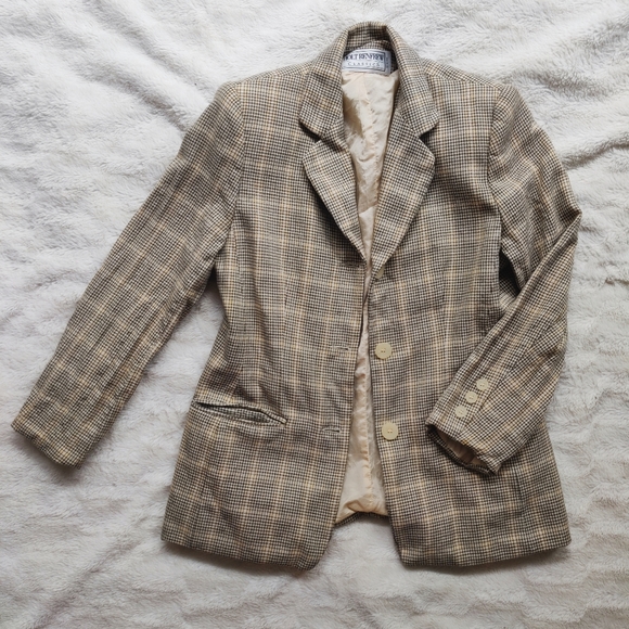 Holt Renfrew Jackets & Blazers - Holt Renfrew Vintage 80's Beige Plaid Blazer